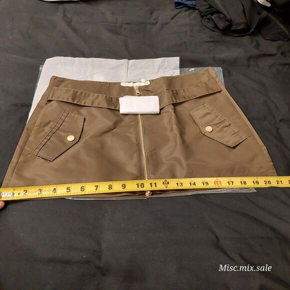 NWT $195 HUDSON WOMEN Grace Ann Micreaux Mini Skirt in Basin size 28 olive nylon - Picture 9 of 16